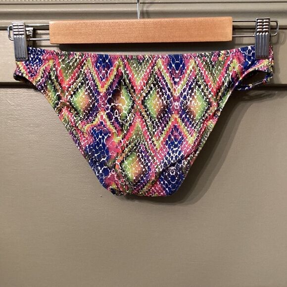 𝅺BECCA by Rebecca Virtue Multicolor Rainbow Python Bikini Bottom Size XS - Picture 7 of 7